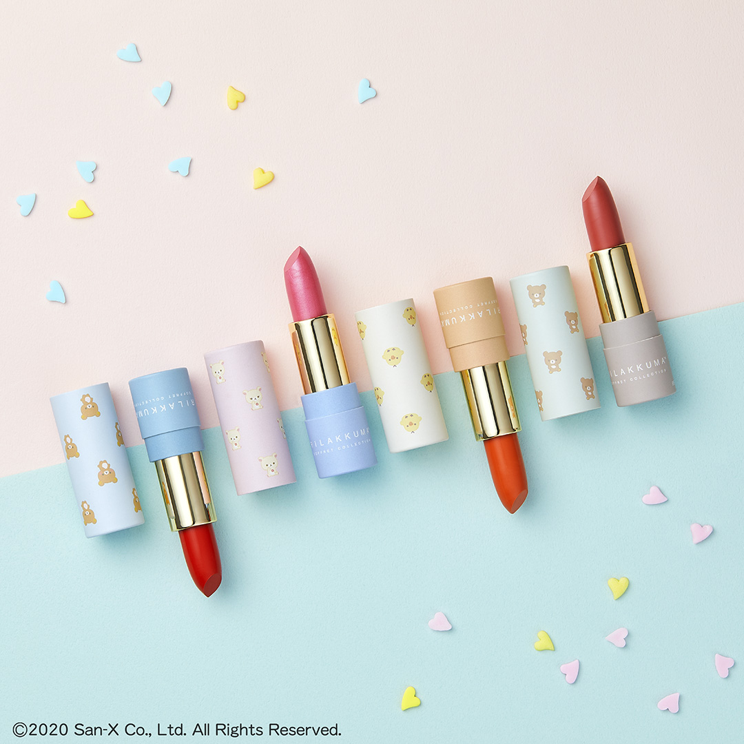 D赏:马卡龙色系Rilakuma主题口红 共有4款色泽可选,每款的外壳设计主题色都是粉嫩嫩的马卡龙色系~光是外壳颜值就让人超想整组收走啊!