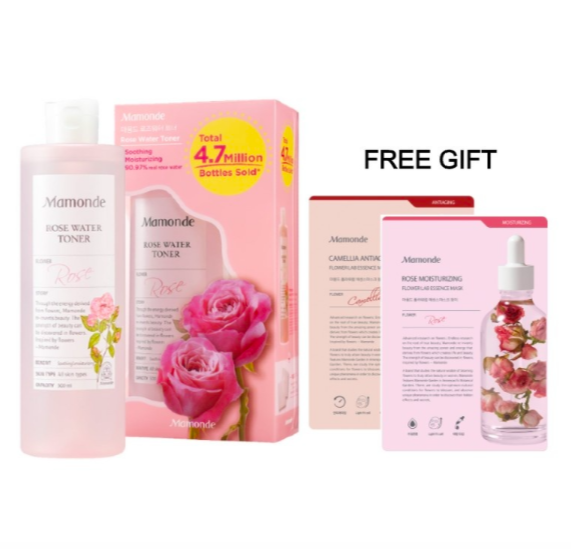 明星商品Rose Water Toner Jumbo Size 500ml (RM95.20,原价RM119),现入手享折扣价之余还会附送2篇Lab Essence 面膜。