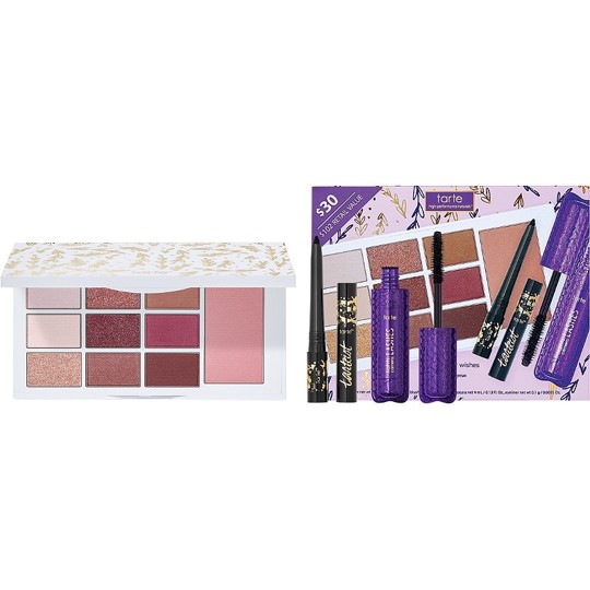 TARTE本次推出的美妆限定系列也超级划算!眼妆套组包含9+1眼影+腮红盘、眼线笔和睫毛膏;面部妆容套组中共有9颗腮红、修容、高光色,这款阿编私心超心动!可以和姐妹闺蜜合单呢~