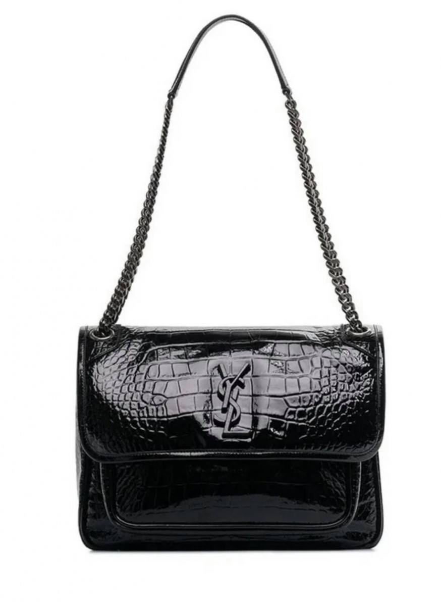 【双十一必买手表包包】Yves Saint Laurent：YSL家的精品几乎每一季出新都会掀起都市女伶们的疯狂热议！时髦优雅的包款也是众多女生和女明星的爱牌～ Yves Saint Laurent Niki Medium Crocodile Embossed Shoulder Bag in Black （点击我查看购买详情） >> 原价 RM14,820 | 优惠价 RM11,807