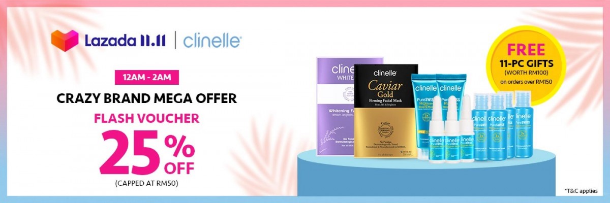 Clinelle >> （点击我查看优惠+购买详情） 双十一12am-2am期间消费满RM50即可享受高达25%折扣；下单RM150或以上便能收获价值RM100的+11 EXTRA赠品，限量发放先抢先得（点我查看详情）！西外下单UV Defense优惠套组还会附送价值RM90的卸妆水（180ml），有买有送超划算（点我查看详情）～Clinelle >> （点击我查看优惠+购买详情） 双十一12am-2am期间消费满RM50即可享受高达25%折扣；下单RM150或以上便能收获价值RM100的+11 EXTRA赠品，限量发放先抢先得（点我查看详情）！西外下单UV Defense优惠套组还会附送价值RM90的卸妆水（180ml），有买有送超划算（点我查看详情）～
