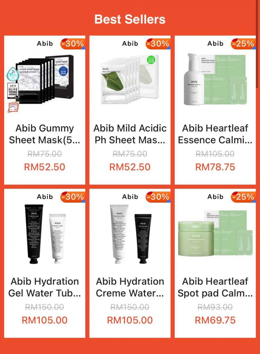 Abib >> （点击我查看优惠+购买详情） 韩国小众美肤品牌Abib家的产品尤其适合敏感肌肤，甄选的产品成分脸孕妇也能安心使用～双十一期间Shopee官方店铺上有不少超值护肤套组值得入手，折扣高达40%！品牌常年最热销的面膜、精华和清洁棉片都很值得推荐～