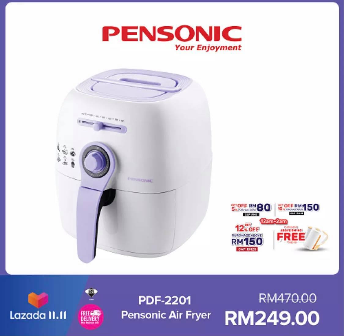 【空气炸锅】 油炸物酥脆美味让人欲罢不能，但多吃不健康之余做起来还费时费力、需要消耗很多食用油；注重饮食健康的Girls可以考虑入手一台「万物皆可炸」的气炸锅，轻松作出低脂美味小食、配菜、下午茶～ Russell Taylors AF-24 3.8L 空气炸锅 | 原价 RM600 ? 双十一优惠价 RM169.99 >> （点击我查看购买详情） Pensonic PDF-2201 空气炸锅 | 原价 RM470 ? 双十一优惠价 RM245 >> （点击我查看购买详情）