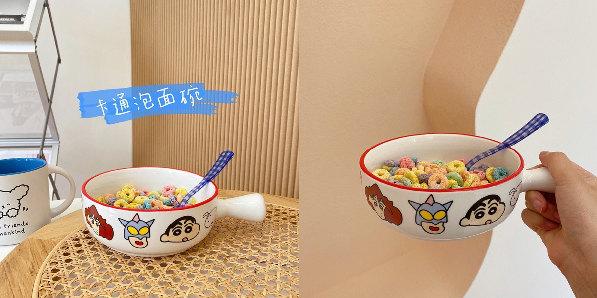 蜡笔小新图腾精美陶制小碗,吃早餐或零食的时候用着心情也会莫名变好呀~【RM26.99】>> 链接