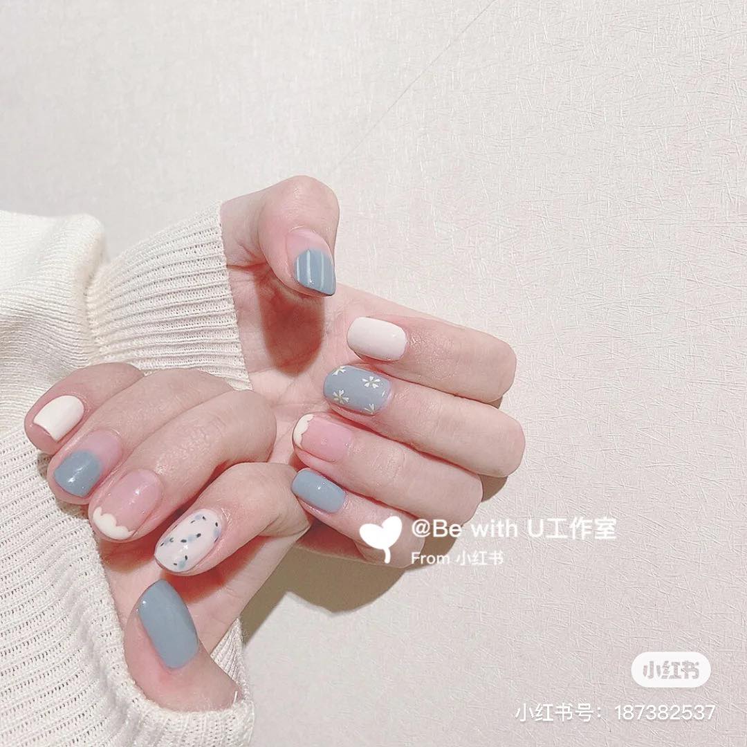 # 3 奶白色和baby蓝色真的绝配!棉花糖般小云朵、简约碎花元素,特别小清新也很适合DIY的一款~