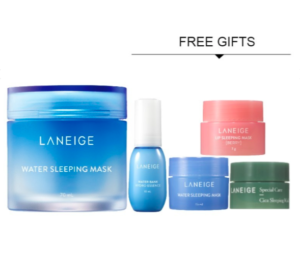 Laneige家明星商品睡眠面膜趁双十一入手Water Sleeping Mask Set (RM120,原价RM206) ,即送Water Bank系列保湿精华、睡眠面膜与唇膜迷你套装~