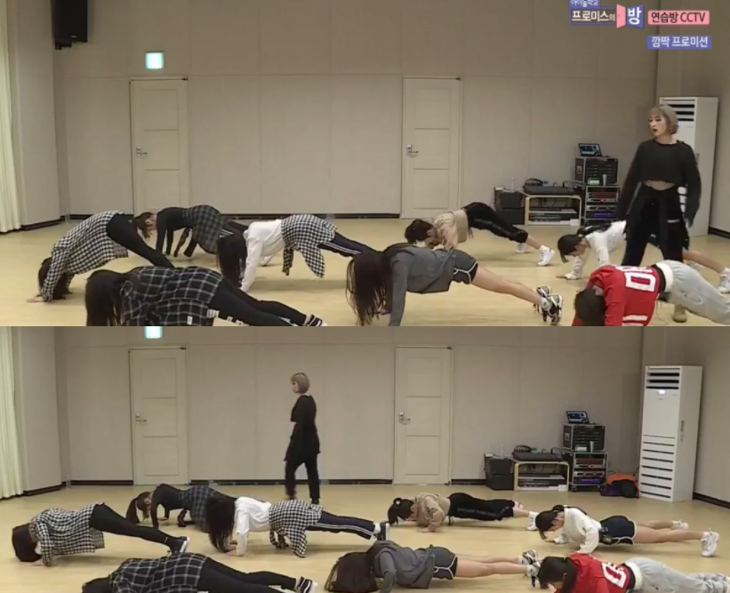 动作(七): 休息10-20秒左右,脚尖和手掌支撑做俯卧撑,期间从最高点、中间点到下俯到最低点,每一点都要稍微停顿;工作4下。