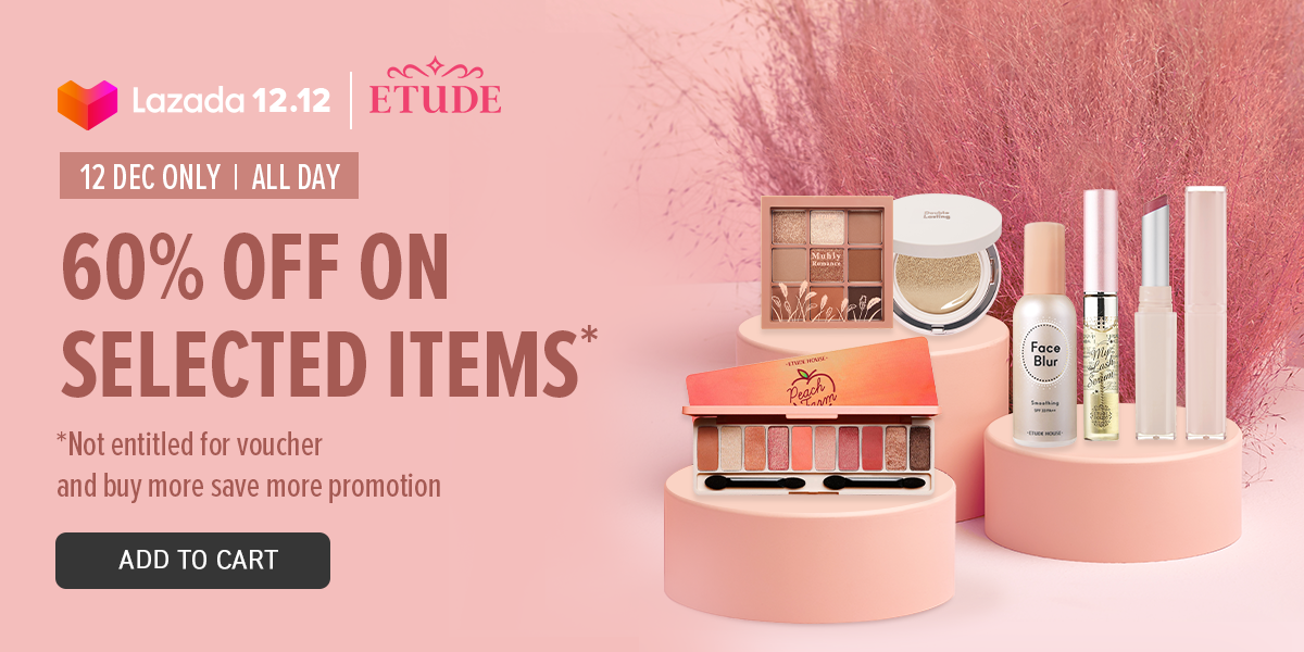 Etude House 12.12 Sale 指定商品折扣高达60%、12am-2am抢购获超值优惠: 【点击前往查看双十二促销详情】