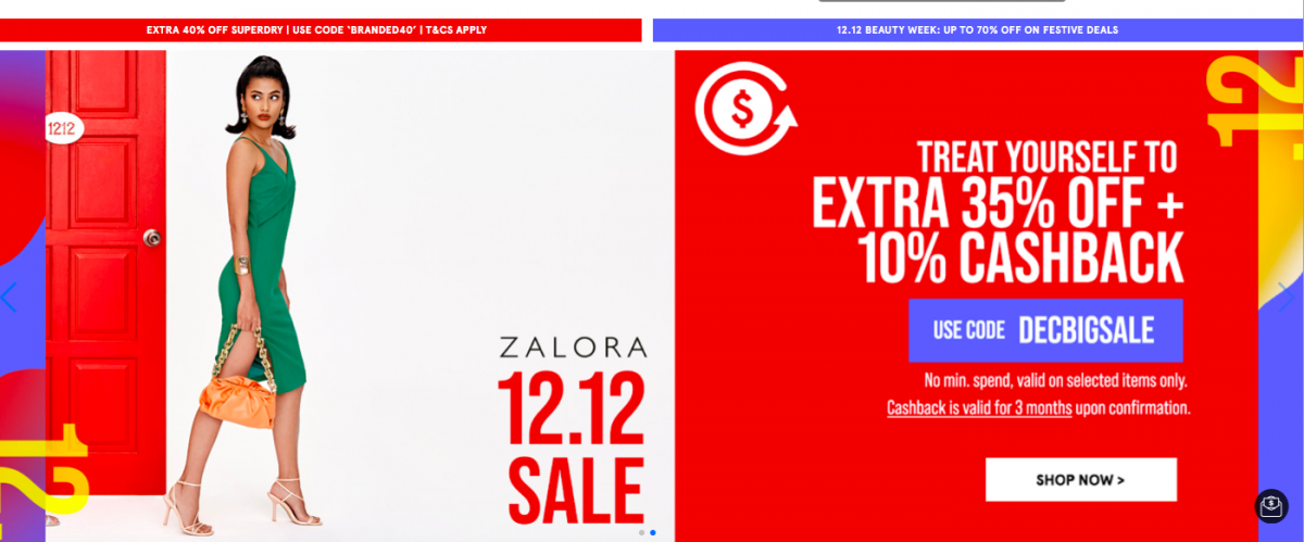 Zalora Zalora网购平台的双十二优惠内容也超丰富！各大品牌和不同类别的商品都有专属优惠码可以在下单时使用；美妆护肤品优惠高达70%、时尚单品优惠自35%起～ >> 【Zalora双十二购物优惠攻略】 Zalora双十二精选优惠：Nothing More Than RM12 >> 【Zalora双十二购物优惠攻略】 Zalora双十二精选优惠：热销单品加码40%折扣 >> 【Zalora双十二购物优惠攻略】 Zalora双十二精选优惠：新品25%折扣 >> 【Zalora双十二购物优惠攻略】 Zalora双十二精选优惠：名牌逸品高达45%折扣 >> 【Zalora双十二购物优惠攻略】