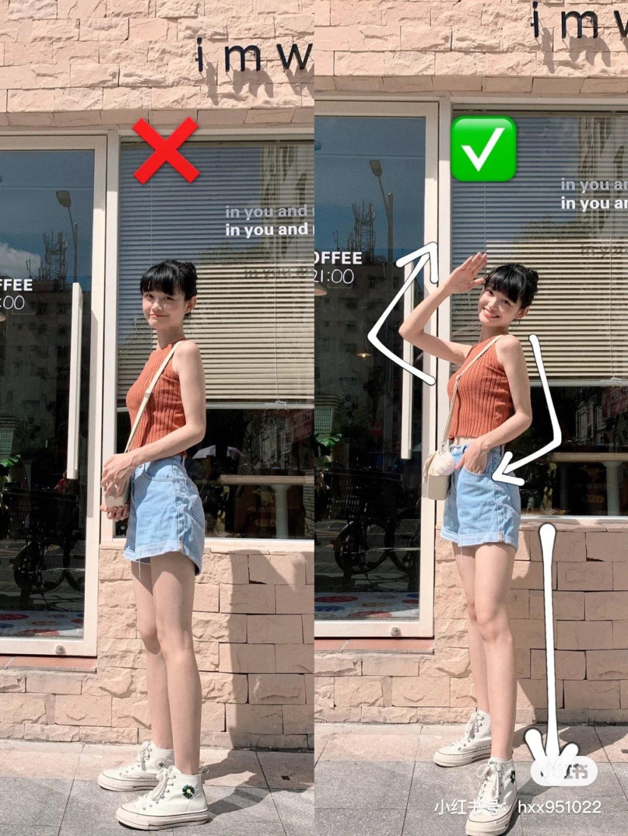 拍照别再直愣愣站着～手脚并用摆Pose画面更自然好看；侧面、直面、背面拍都适用哦！
