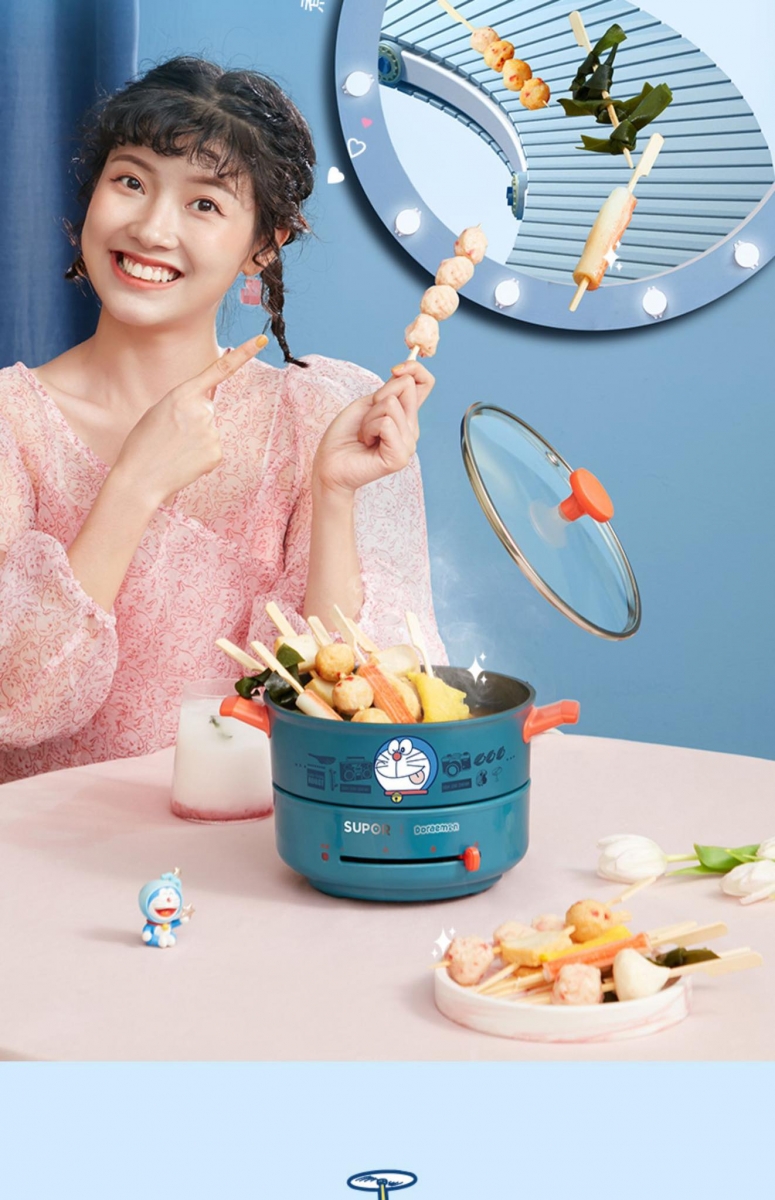 哆啦A梦电热锅 >> 参考价格 RM 199【点击查看购买详情】 火锅控必备分体式电热锅，2L小容量特别适合一至二人份使食用，焖、煮、涮、煎都能轻松完成。