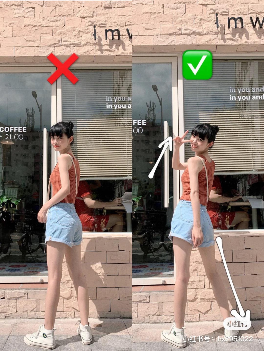 拍照别再直愣愣站着～手脚并用摆Pose画面更自然好看；侧面、直面、背面拍都适用哦！
