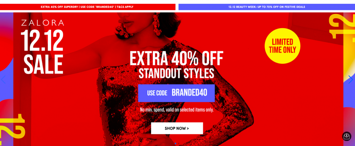 Zalora Zalora网购平台的双十二优惠内容也超丰富！各大品牌和不同类别的商品都有专属优惠码可以在下单时使用；美妆护肤品优惠高达70%、时尚单品优惠自35%起～ >> 【Zalora双十二购物优惠攻略】 Zalora双十二精选优惠：Nothing More Than RM12 >> 【Zalora双十二购物优惠攻略】 Zalora双十二精选优惠：热销单品加码40%折扣 >> 【Zalora双十二购物优惠攻略】 Zalora双十二精选优惠：新品25%折扣 >> 【Zalora双十二购物优惠攻略】 Zalora双十二精选优惠：名牌逸品高达45%折扣 >> 【Zalora双十二购物优惠攻略】