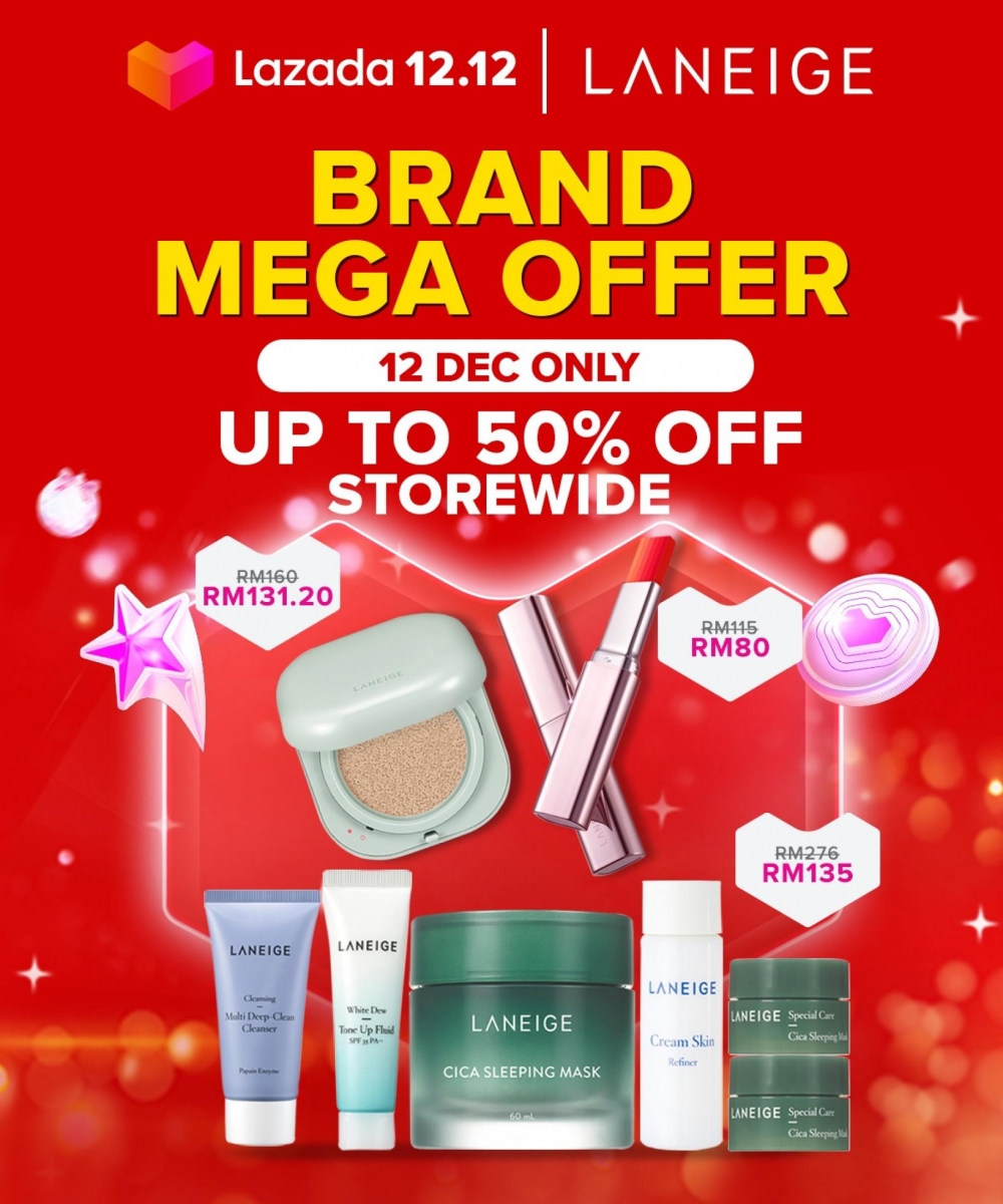 Laneige 12.12 Sale 高达50%超狂折扣 : 【点击前往查看双十二促销详情】
