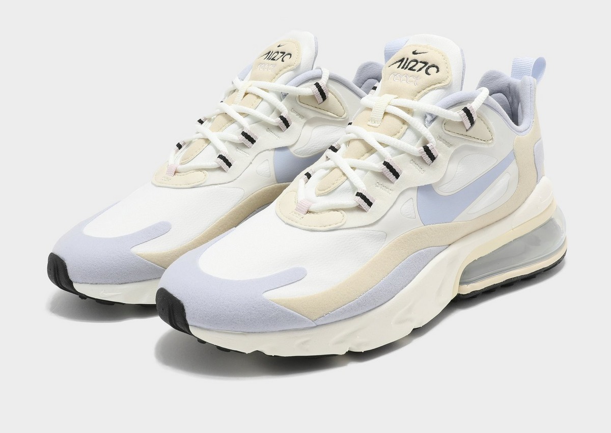 # Nike Air Max 270 React 奶油蓝莓色 配色听起来是不是很美味呢(大误~)马卡龙蓝 x 奶油浅咖 撞色搭配特别小清新! 整体鞋型很率性、可增高拉长腿型比例,消小只女孩超友好的一款!目前在 JD Sports 可购得~ (参考价格:RM609)