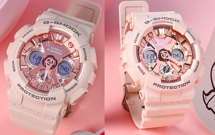 CASIO G-SHOCK WATCH GMA-S120MF-4ADR 梦幻樱粉色系表带搭配玫瑰金属感表盘,相信粉色控会心动秒沦陷啊~(RM589)>>> 点击查看购买详情