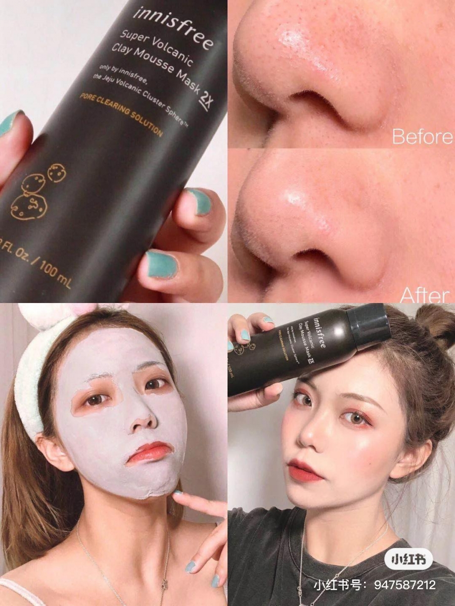 去黑头粉刺特搜好物 8 :Innisfree Super Volcanic Clay Mousse Mask 火山泥慕斯面膜2X 相比起同系列泥面膜版,这款INNISFREE火山泥清洁慕斯的绵密细致泡沫质地,在脸上很好推匀! 此外其质地优势也能让它更贴合肌肤纹理,深入毛孔进行深层清洁,把毛孔里的脏污吸附掉,用完有感皮肤细腻光滑~