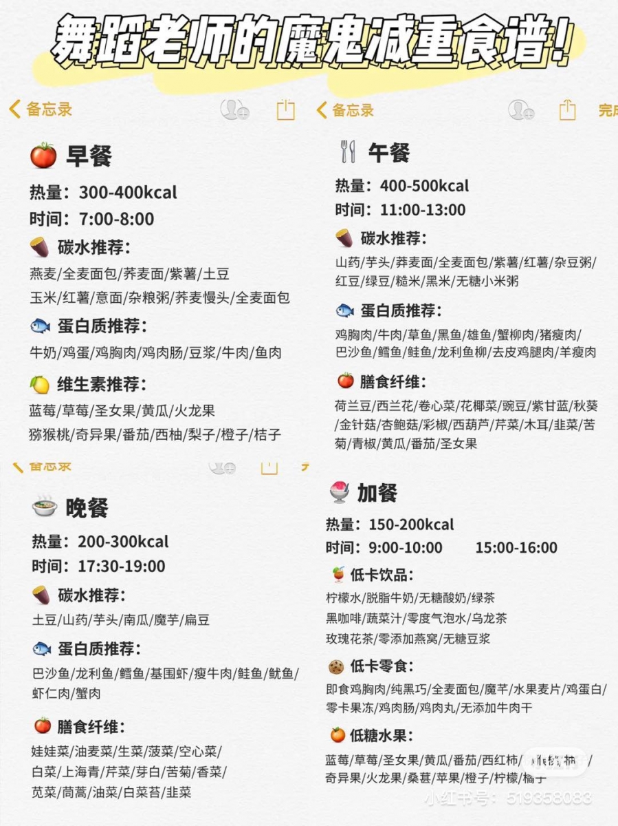 加码瘦全身秘诀 + 1 :艺考舞蹈老师推荐减重食谱 最后她也分享了艺考生和她们的专业舞蹈老师都推荐的《魔鬼减重食谱》,想要尝试饮食减肥法的Girls不妨可以作为参考