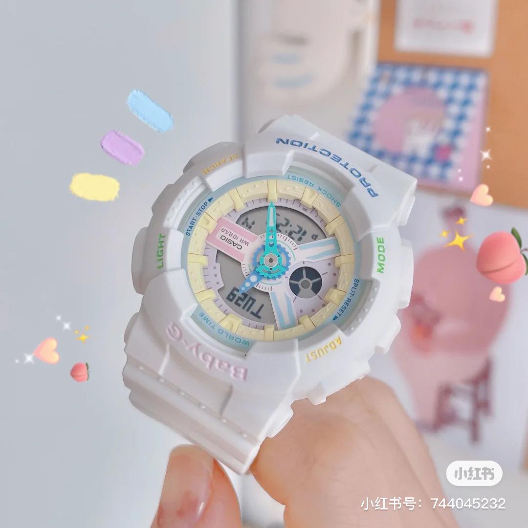 CASIO BABY-G BA-110-TM7A White Resin Band Women Sports Watch Casio家旗下多款专门为女生设计的Baby-G手表特别高颜值、狙击少女心!比如这款特别小清新手表连指针、表框和旁边的按键都有马卡龙配色元素,可爱又不失率性魅力~(RM629)>>> 点击查看购买详情