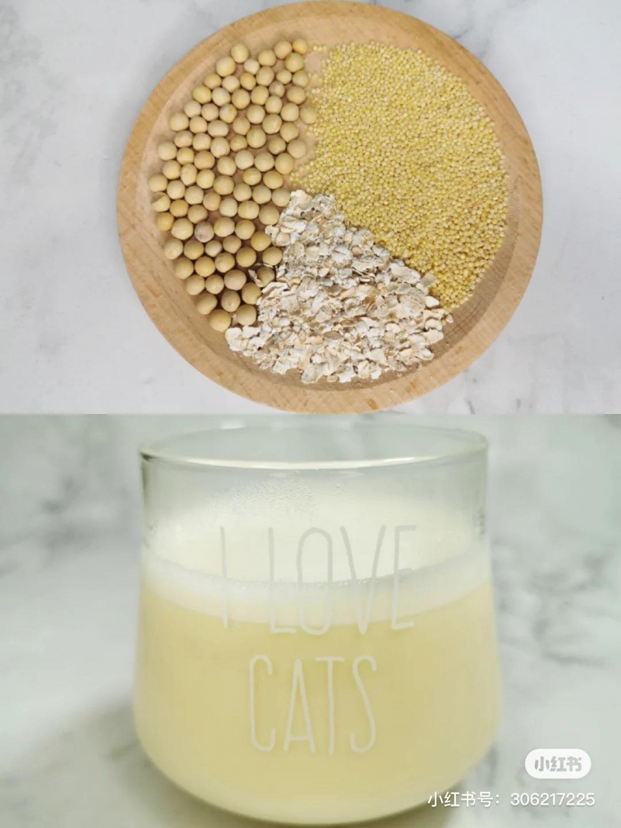 燕麦小黄米豆浆：可助清肠排毒、瘦身消水肿 材料准备燕麦5g、红豆10个、黄豆15g，将食材洗干净后和250m清水放到破壁机里，选择豆浆功能磨出细腻丝滑的豆浆～