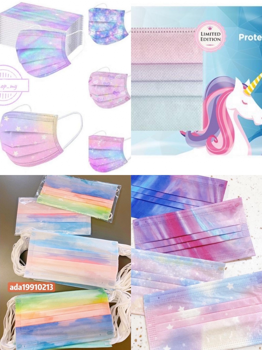 # 渐变设计一次性口罩 防疫期间也要美美der～超梦幻疗愈的星空、渐变色设计，让口罩也能成为时尚配件。（参考价格 RM6.90 ～ RM30.80 / 10pcs ～ 50pcs）>>> 【点击前往购买链接1】、 【点击前往购买链接 2】、【点击前往购买链接 3】、 【点击前往购买链接 4】