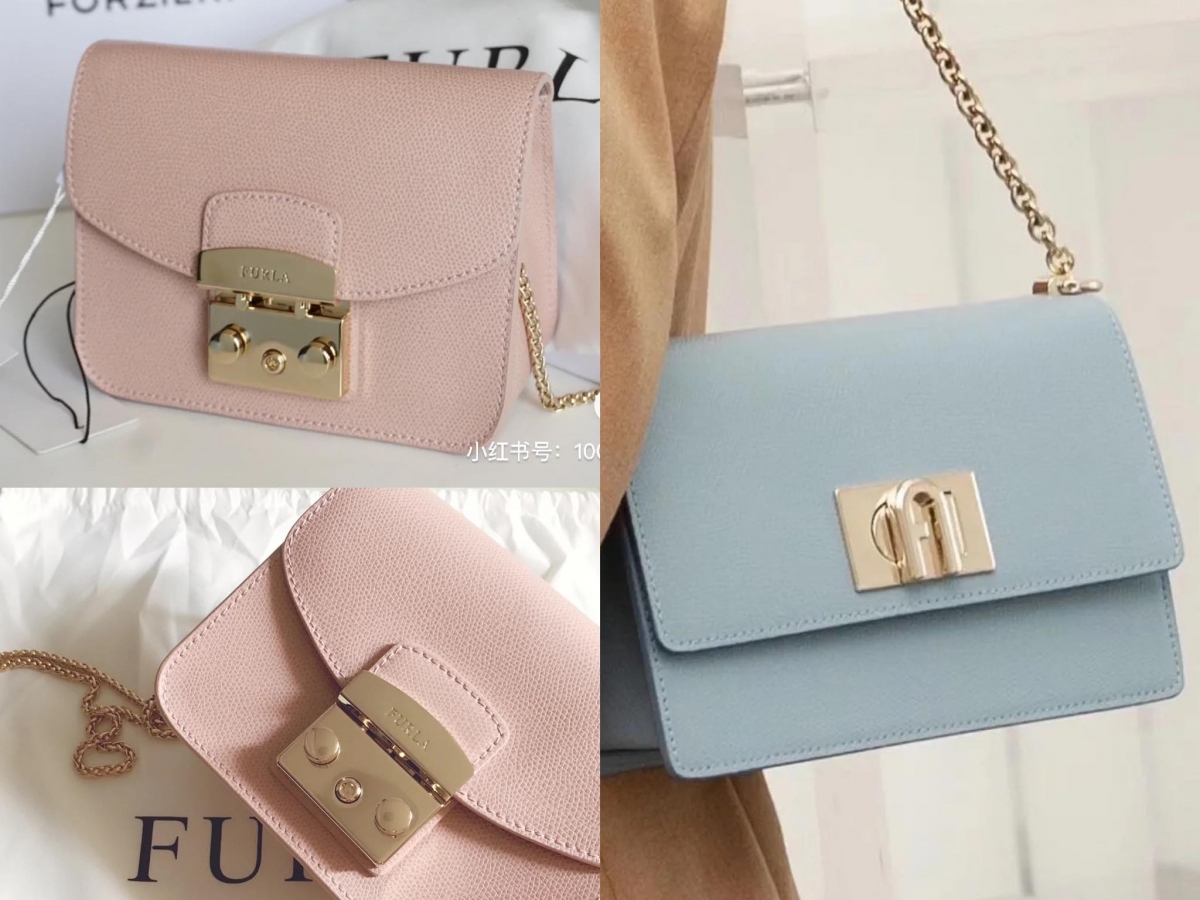 Furla 1927 气质雾蓝色小方包、Metropolis Mini Moonstone 月光石粉色也十分柔美,在小红书上讨论度颇高!