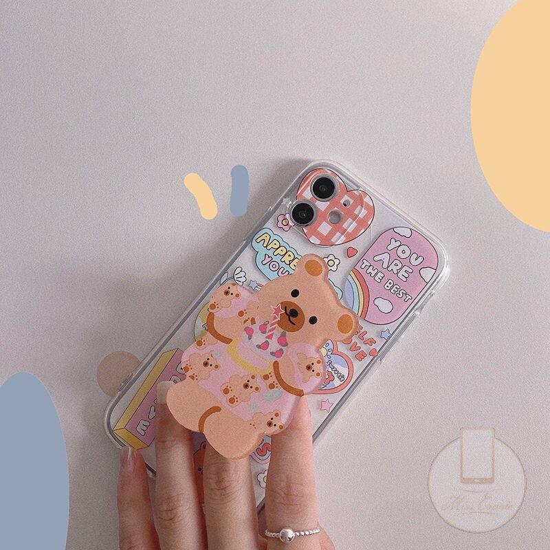 小熊支架+可爱插画手机壳(RM5.99)>>>【点击查看Shopee购买链接】