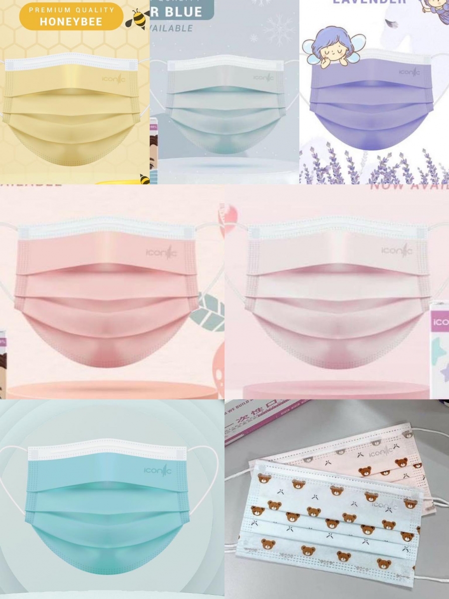 # ICONIC Medicare Face Mask 3PLY 马卡龙粉嫩色系口罩 这款编强推～淡雅粉嫩的马卡龙配色本来就很软萌，融入小熊卡通元素的款式Q感加倍！（参考价格 RM35 / 50pcs）>>> 【点击前往购买链接】