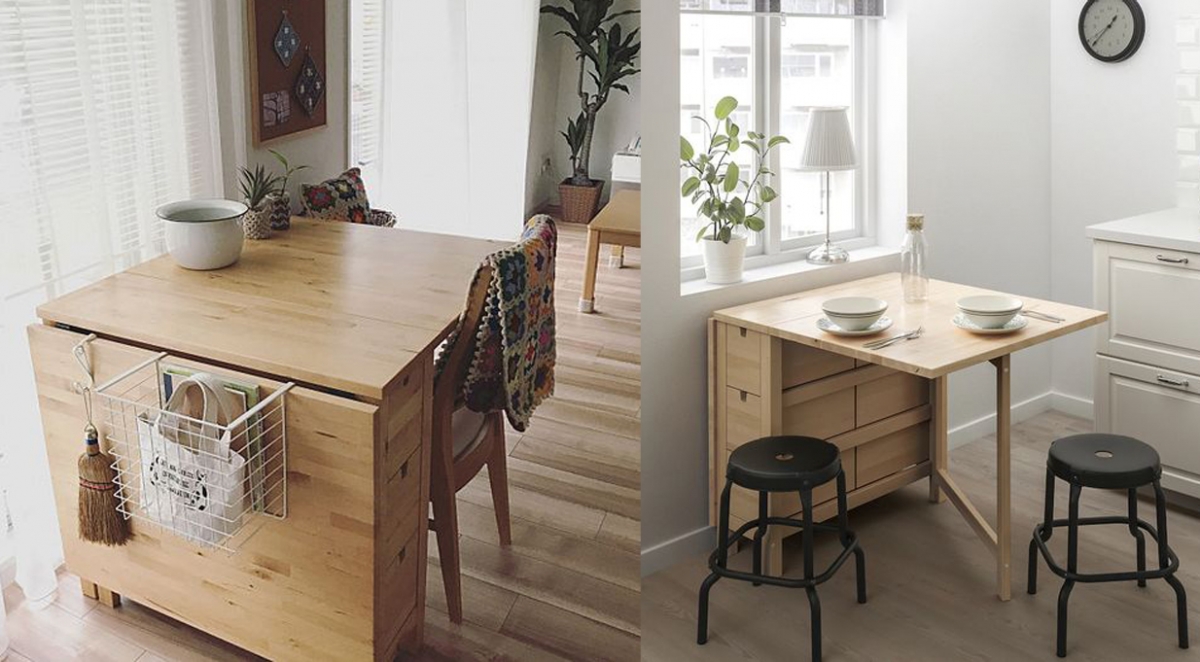 IKEA NORDEN 折叠桌 NORDEN木质折叠桌绝对是日韩质感系小户型家居空间必备！活动式桌板可以按照需求或空间大小自行调整，无论是用来当餐桌或办公桌/书桌都很合适！这款也荣登了年度IKEA员工最推荐爱用品～