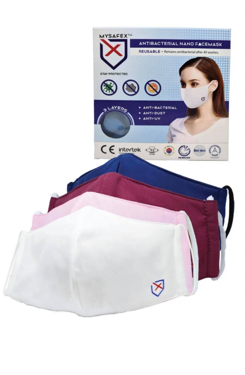 # MYSAFEX™ Reusable & Washable Antibacterial Nano Face Mask 多色可选口罩 配有粉、白、蓝、暗红、黑等多色可选，可以和另一半/闺蜜买来互搭～3层式设计提供绝佳抗菌防护，亲肤面料易清洗晾干重复使用。（参考价格 RM19.99 / 2pcs）>>> 【点击前往购买链接】