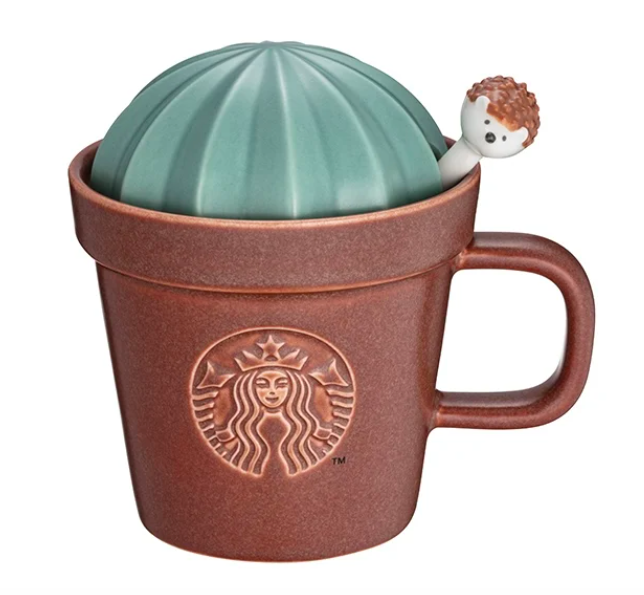 Pot Mug with Lid 植光刺猬杯匙组合 仙人掌盆栽设计的这组杯子组合,连附上的小汤匙上也有呼应系列主题的超萌小刺猬哦~超适合用来当桌面小摆设!
