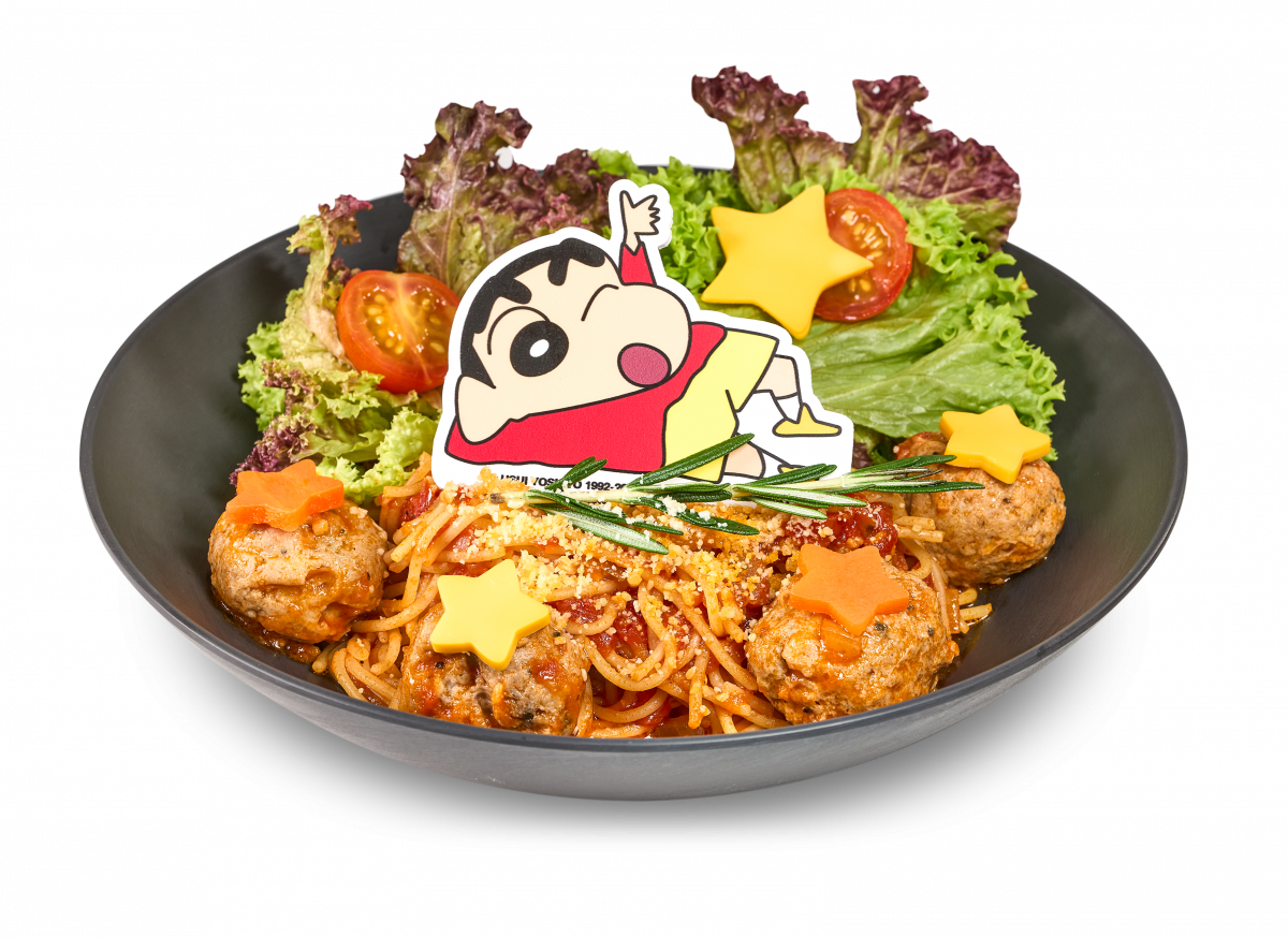 主食方面除了上述咖喱饭,还有Chill-To-The-Max Pomodoro MeatBalls Pasta肉丸意大利面、It Ain’t Heavy - It’s My Pancakes松饼西餐组合、以及以小白和星星饼干做主题设计的Shiro & The Lucky Stars Ebi Burger汉堡大餐。