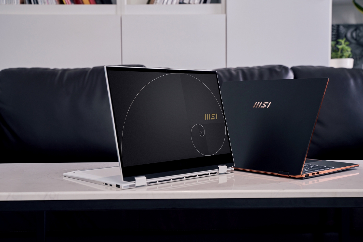 除了外形轻巧,MSI Summit E13 Flip Evo的全新Logo设计也采用了「美学数学密码」为基础,勾勒出完美比例黄金线条。再搭配高贵典雅的石墨黑、纯净白色和高压发丝纹钻切工艺,呈现后现代美学流线与利落线条设计,尽显简约利落之美!