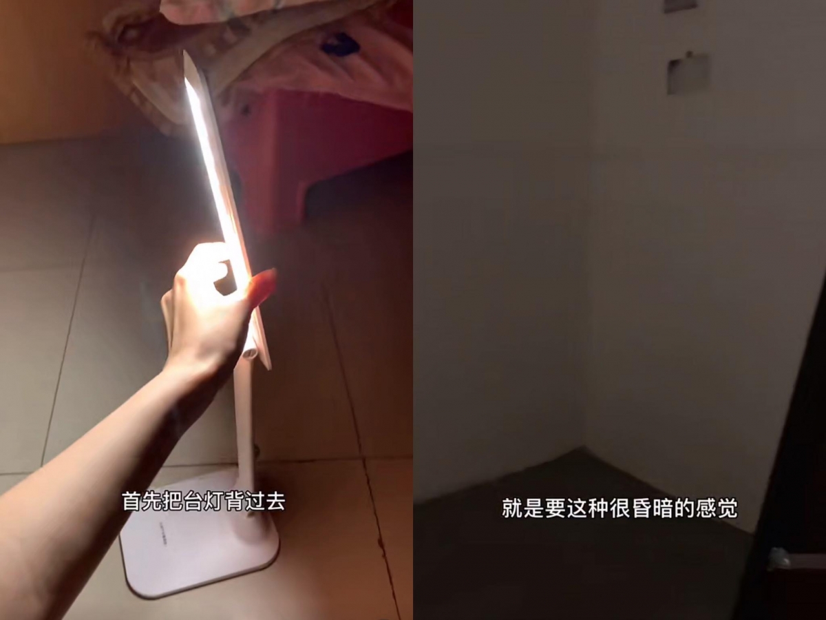 零成本打光方法 2 :拍出辣妹风氛围感美照 同样将房间的灯全关掉。桌灯不要直接往你背景的那面墙打光,让光源朝向对面那堵墙,营造昏暗但带点明度的感觉。