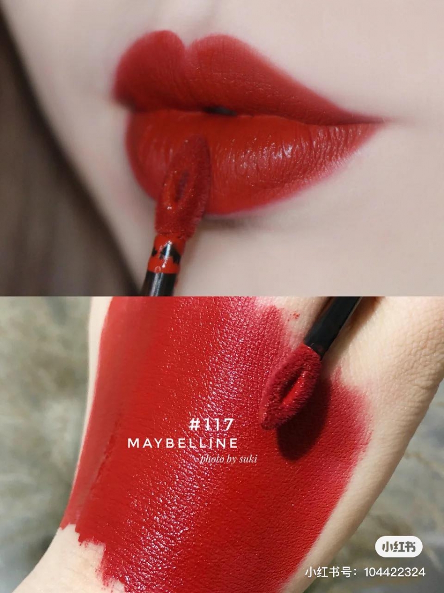 MAYBELLINE SUPER STAY MATTE INK 是公认的超高CP值不沾杯开架王,甚至有PPT网民笑赞「激吻后也不掉色」!但也正因为持久度极佳,卸妆也会比较费力~记得要搭配比较清卸效果较强的眼唇专用卸妆产品使用哦!色号推荐 2 : 117 复古砖红色调,黄皮非常友好、特别显白的红唇色。