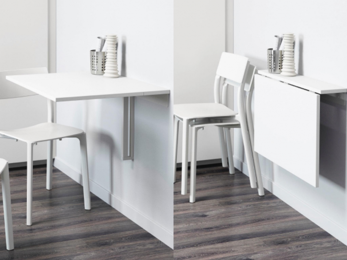 BJURSTA 壁挂式桌子 可折叠收纳非常省空间的BJURSTA壁挂式桌子，是许多室内设计师大力推荐的冷门好物，尤其适合空间有限的家里；用在厨房、卧室床边或书房都很合适！不当桌子使用的话，也可以用作可收纳式层板架，售价只要RM159很高CP值！