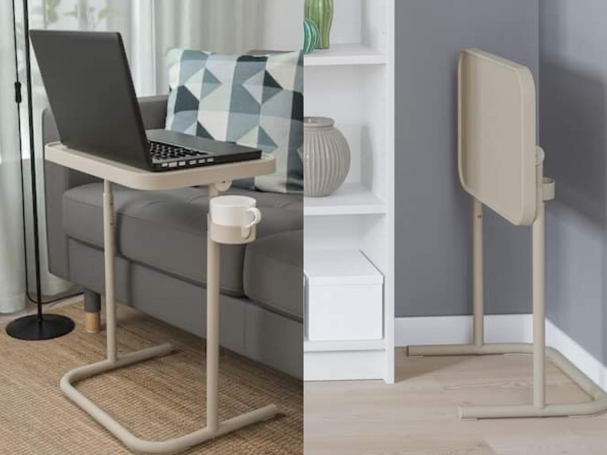 BJORKASEN 懒人沙发/床铺边桌 这款一推出便掀起热卖的小边桌可自由调节高度、可折叠收纳，摆放在沙发或床铺边就能学习、看书、追剧；旁边还有个小圆形空间供你摆放茶杯，设计非常贴心！而且重点是这款超实用好物只售RM89白菜价，尤其推荐给学生党、租屋党入手啊！