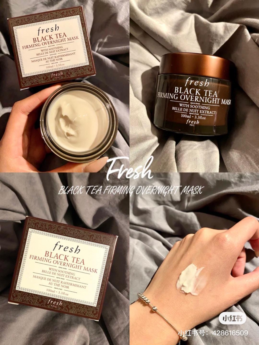 FRESH Black Tea Firming Overnight Mask 红茶睡眠面膜 面膜中蕴含主打抗老紧致、高效修护肌肤的红茶发酵物、胜肽成分;睡前涂完面霜完成基础护肤后,薄涂一层再睡觉,据使用过的美妆博主分享,坚持使用完1周皮肤状态明显变得饱满许多,细纹、干渴、暗沉问题都有感改善不少!