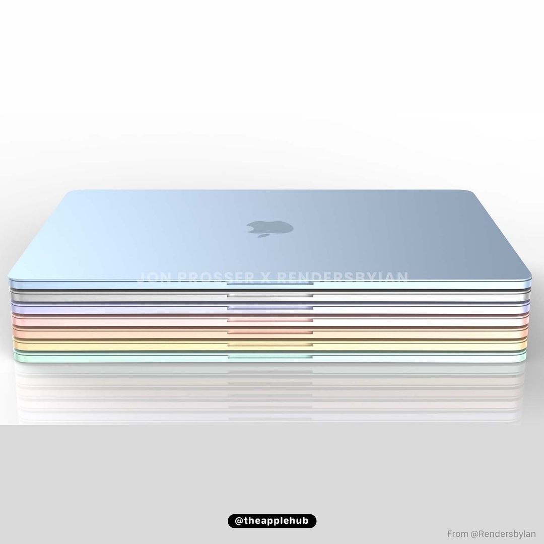 日前著名分析师Jon Prosser也针对MacBook Air设计作出预测,指Apple很可能延续最新iMac的「彩色设计」,将推7款金属质地的仙女系糖果配色:宝宝蓝、奶油橘、果绿、柠檬黄、桃粉、芋紫和银白色。你有没有被这波渲染图烧到了呢?敲碗希望Apple听到广大消费者的诉求啊(笑)