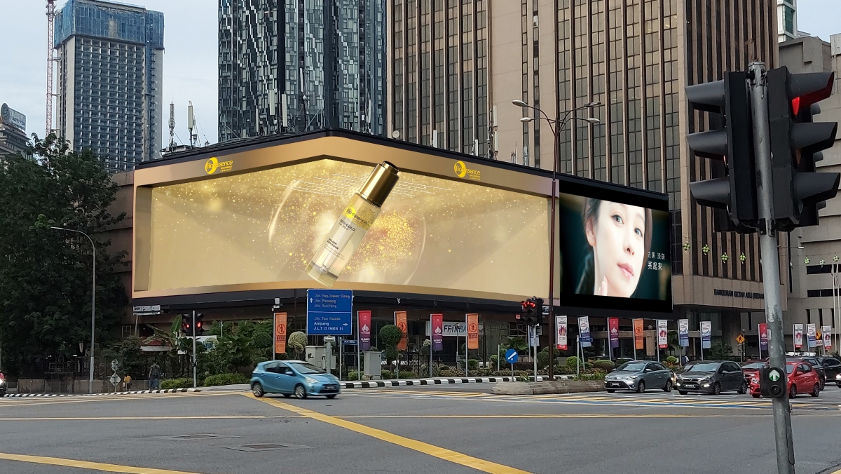 3D裸眼广告是近年户外大屏广告大势,利用CG特效、屏幕与光源等技术打造出广告主体「跃出屏幕」的效果;而且色彩鲜艳、震撼感官的超逼真观感,无需佩戴3D眼镜裸眼就能清晰可见,畅享沉浸式观感体验。
