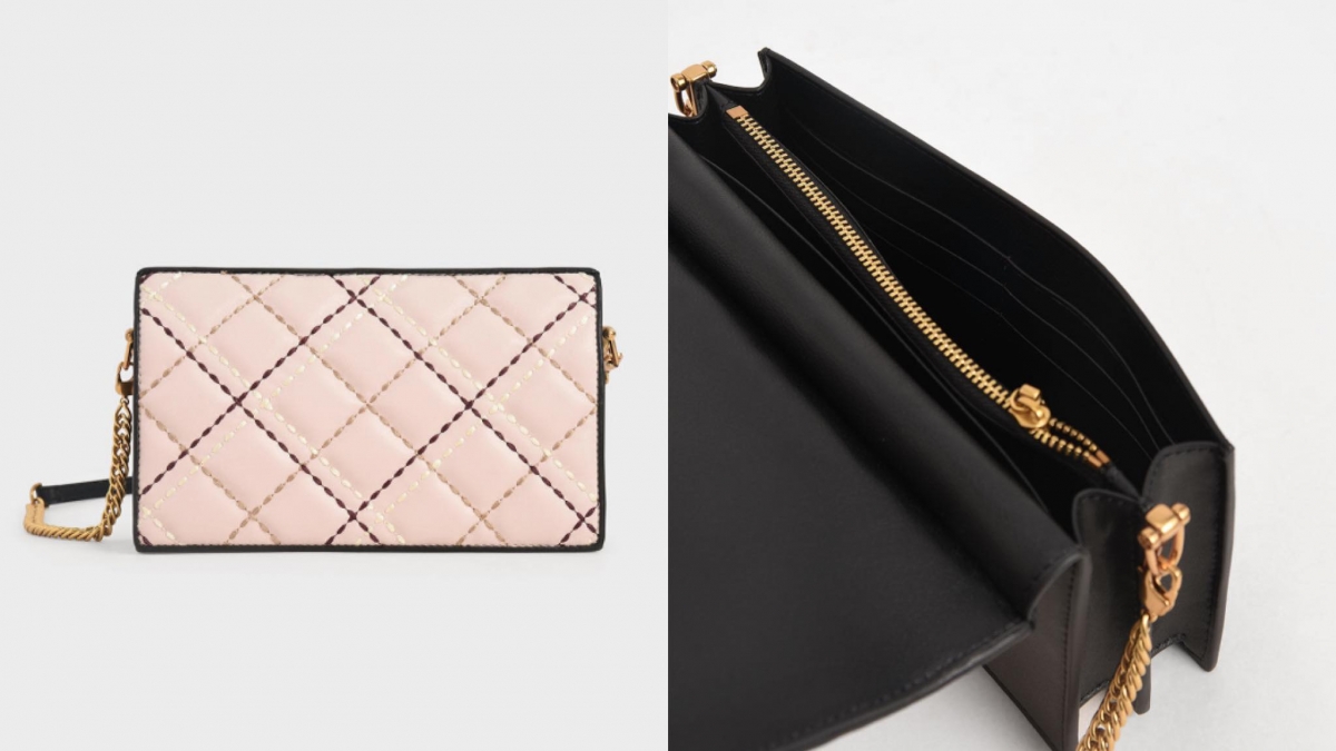 #5 Charles & Keith 最新菱格衍縫长皮夹 如果你对菱格纹设计的包包或钱包情有独钟,不妨靠入手这款小CK最新推出、非常有个性的菱格衍縫长皮夹!柔和粉色搭配上黑色镶边、白和卡其色车缝线,巧妙结合成与众不同的时髦感!搭配内附链条即可当斜挎包使用。