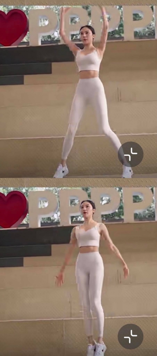 3、开合跳:坚持1分钟为一组,开合跳的同时腹部稍微收紧、匀速吐气吸气。