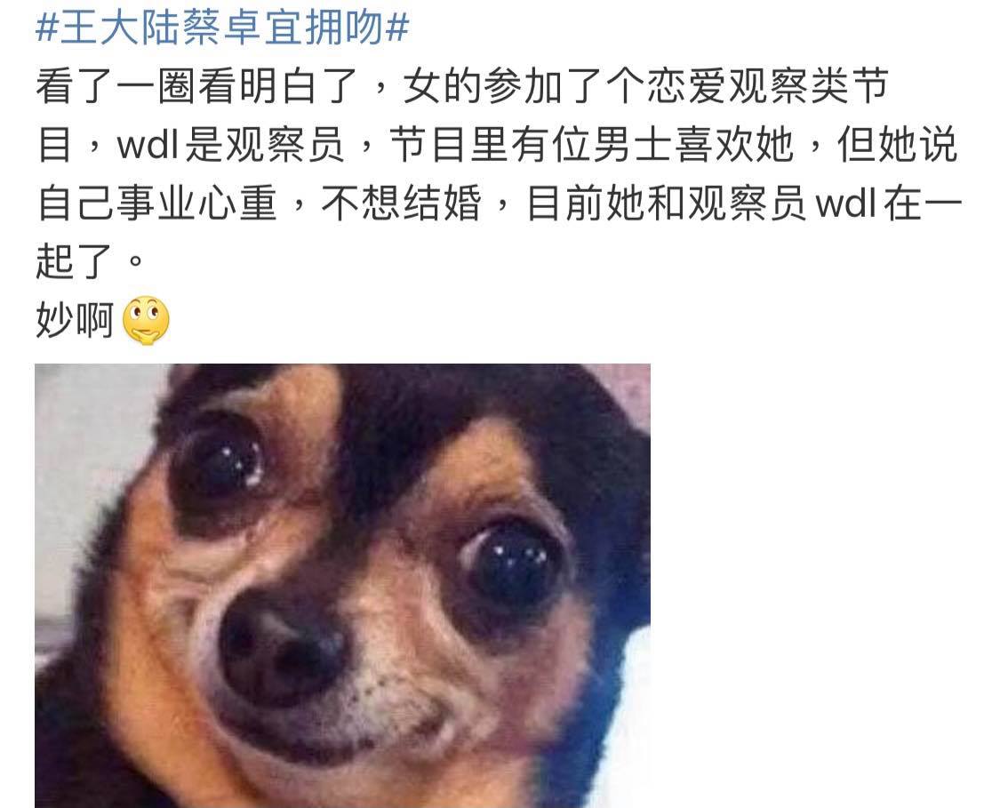 现如今被曝出和王大陆恋情实锤，再次被直斥「以工作为由拒绝陈越...现在还直接跟自己的“哥哥”在一起了，真够无语的」、「先是朋友后是妹，最后变成小宝贝？可怜了陈越真情实感的」、「亏我还在嗑她和陈越，果然恋爱综艺就只是综艺」、「陈越就是工具人吧？」