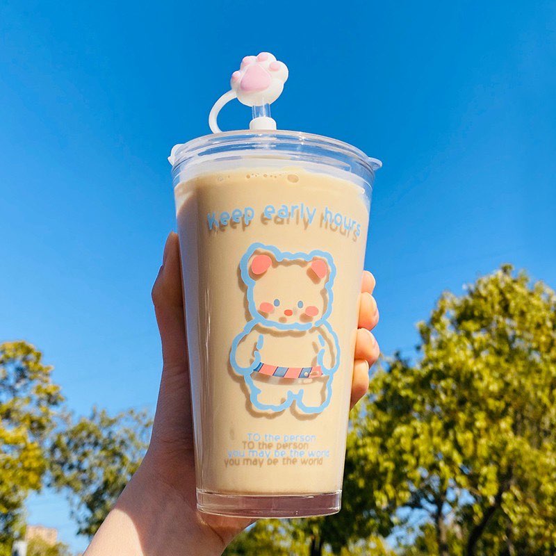 # 2 小兔/小熊卡通吸管玻璃杯 >>> 【点击查看Shopee链接】