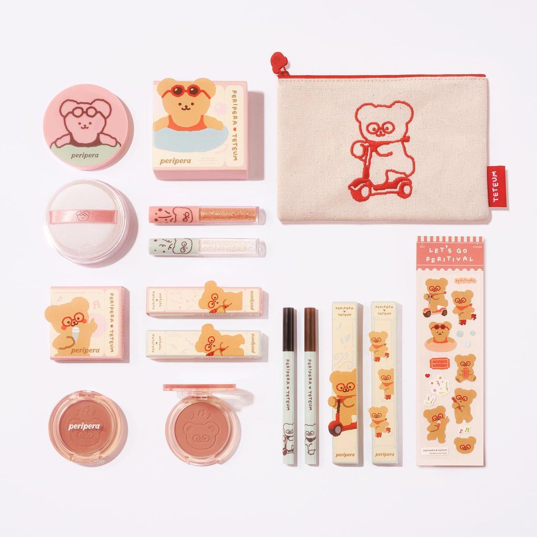 Peripera x Teteum彩妆系列 有在留意韩妆的女生们,相信对超会做包装、产品CP值爆高的Peripera家彩妆品不陌生!本季她们家宣布和韩国本度文创品牌Teteum小熊合作,推出设计粉嫩嫩撩爆少女心的彩妆系列~