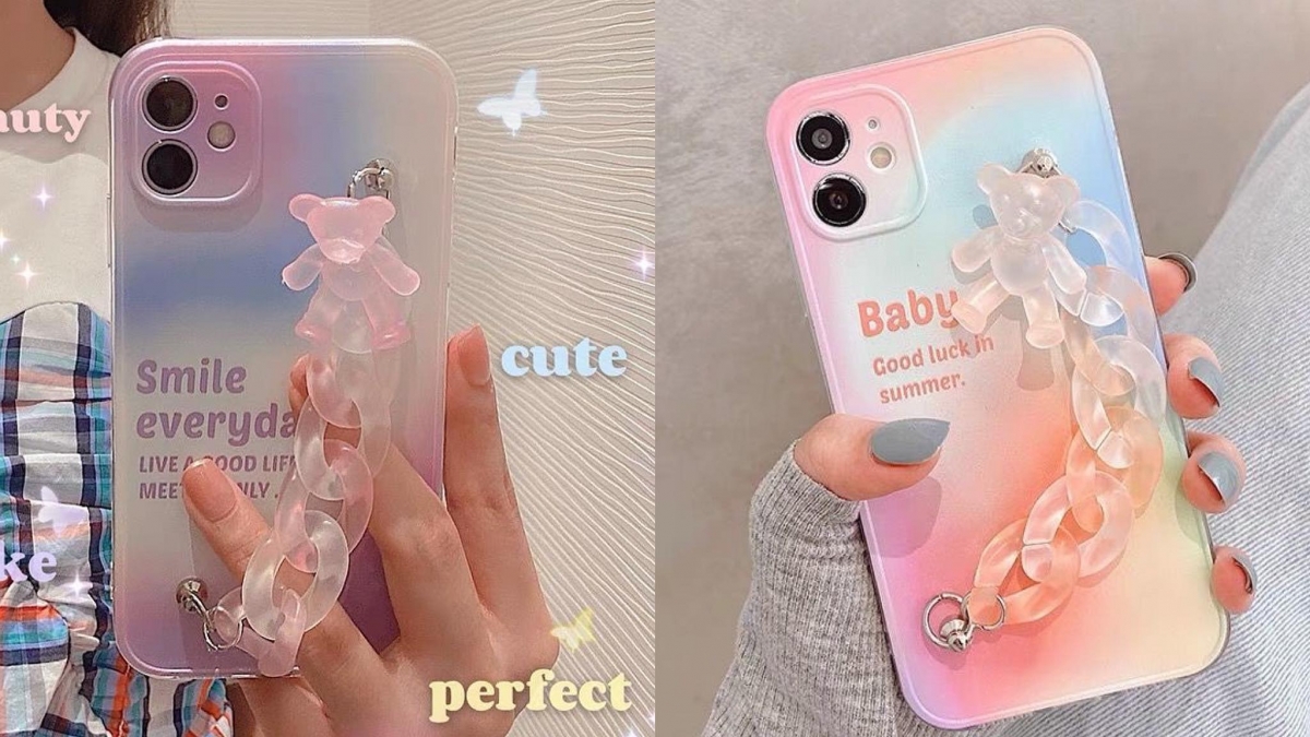 梦幻渐变小熊亚克力链带手机壳 >>>【点击查看Shopee链接】