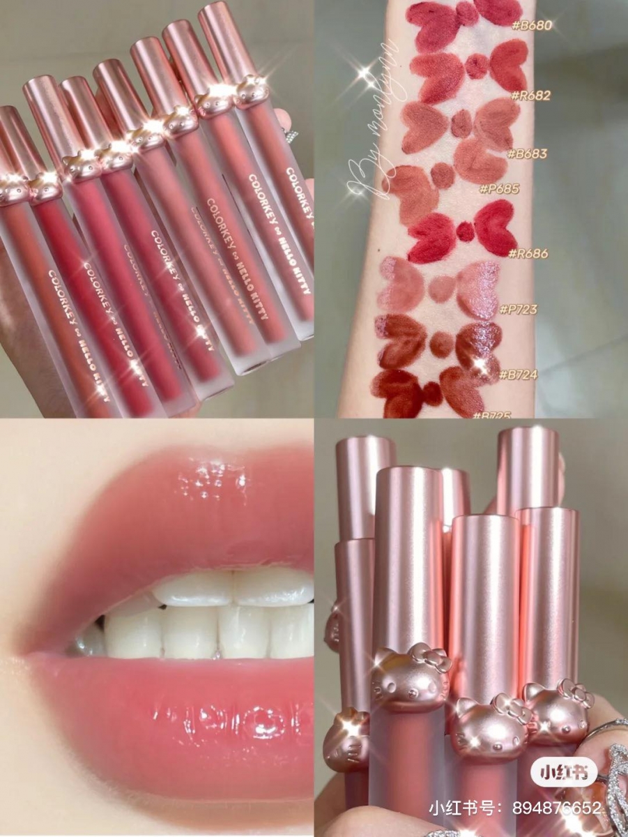 COLORKEY x Hello Kitty彩妆系列 COLORKEY日前刚刚宣布女神迪丽热巴作为全球代言人,随后便宣布推出萌力新品Hello Kitty俩名系列;细管唇釉、哑光雾面唇膏的管身上都有浮雕Hello Kitty设计;