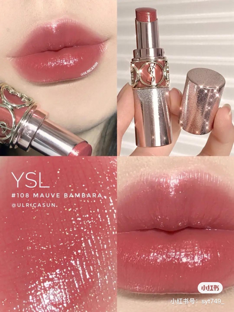 # 108 Mauve Bambara 是带细闪的一款超仙气「蜜桃白茶色」，清清透透提气质的色泽，是约会必备的斩男桃花色没错了（笑）巨显温柔！