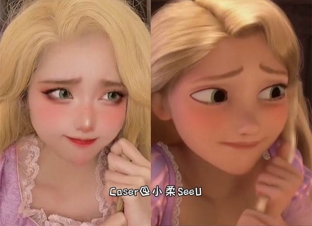 她上个月Cos成《Tangled魔发奇缘》长发公主乐佩拍摄的短视频,无论妆发、神情、姿势动作都超级神似掀起热议,被网民们大赞「就像从卡通动画里走出来的主角一样,太逼真了」!