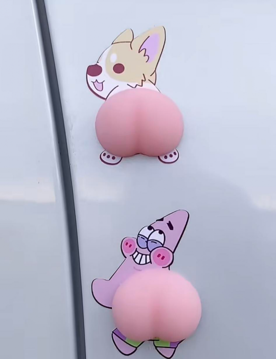 卡通屁屁防撞贴采用的是车用粘贴专用胶,平日车子在户外日晒雨淋也不打新掉落;粘贴牢固的同时也不用担心留痕或移除时伤车漆。